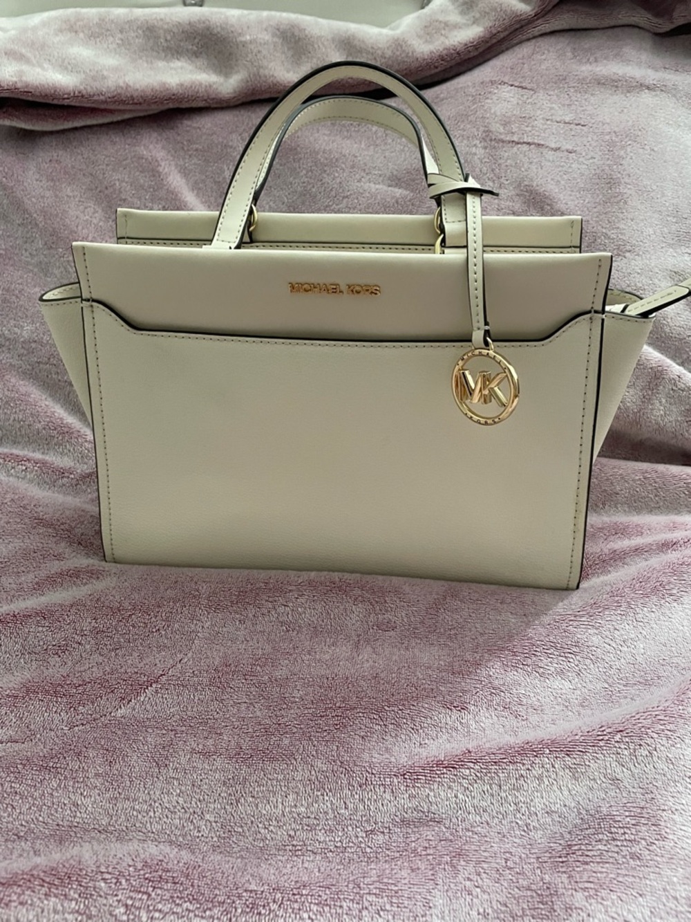 Michael Kors Ivory Leather Top-Handle Satchel